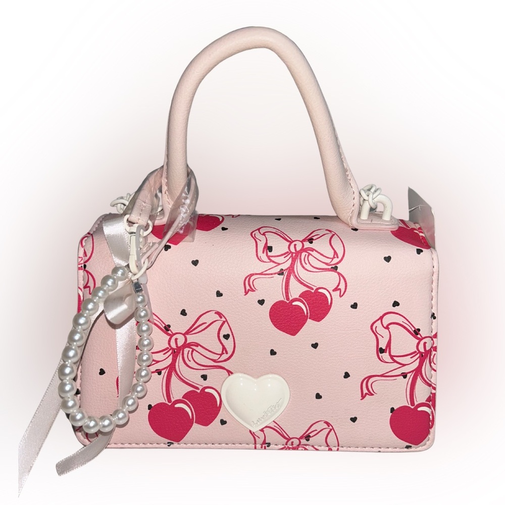 NWT Betsey Johnson | Pink Heart-Shaped Cherry Mini Satchel